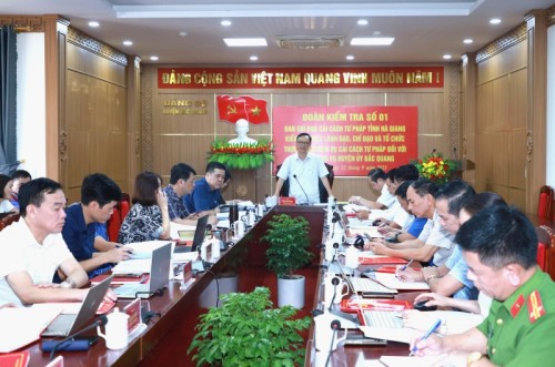 Ban Chỉ đạo Cải cách Tư pháp tỉnh kiểm tra tại huyện Bắc Quang