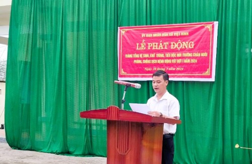 Xã Việt Vinh phát động Tháng tổng vệ sinh môi trường tiêu độc, khử trùng đợt I năm 2024