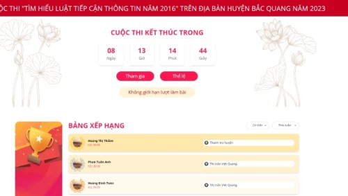 Huyện Bắc Quang tổ chức Cuộc thi trực tuyến “Tìm hiểu pháp luật về Luật Tiếp cận thông tin” năm 2023