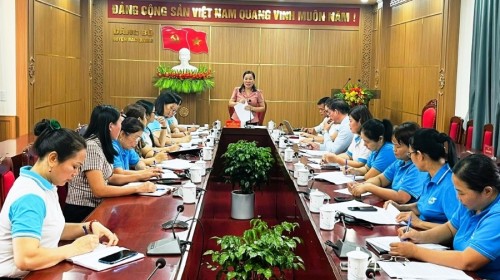 Đ/c: Chu Thị Ngọc Diệp, Chủ tịch Hội LHPN tỉnh phát biểu tại buổi làm việc
